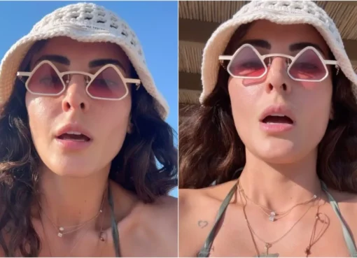 Mandana Karimi looking serious while speaking.