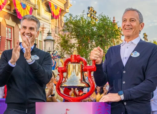 Bob Iger looks thoughtfully at the camera, wearing a dark suit.