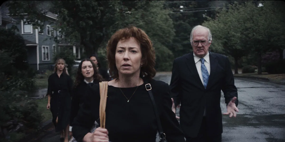 Carrie Coon looking thoughtful and intense as Rita Cooper in a scene from 'The Liberation'.