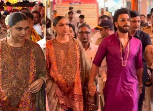 Pregnant Deepika Padukone in a beautiful outfit at Siddhivinayak Temple.