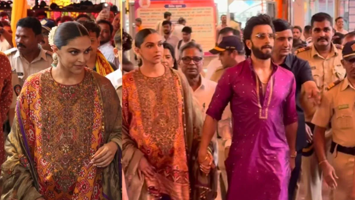 Pregnant Deepika Padukone in a beautiful outfit at Siddhivinayak Temple.