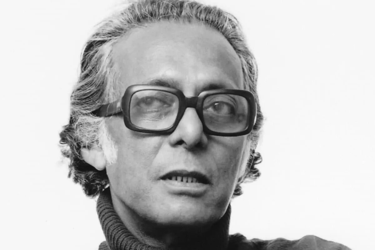 A vintage black and white film still.