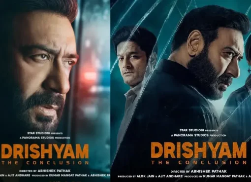A still from the movie Drishyam 2 showing Ajay Devgn.