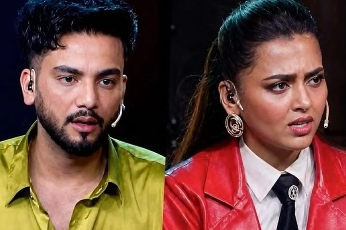 Elvish Yadav and Tejasswi Prakash in a split image representing their social media feud.