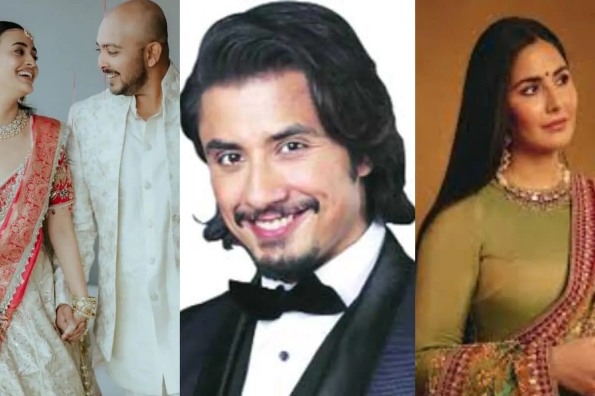 Collage of a cricketer, an actress, and a male actor.