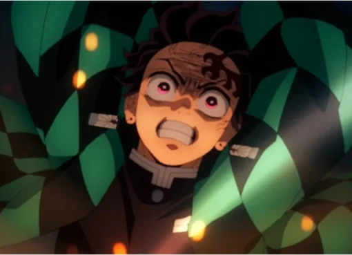 Characters from Demon Slayer anime in the visually stunning, shifting halls of the Infinity Castle.