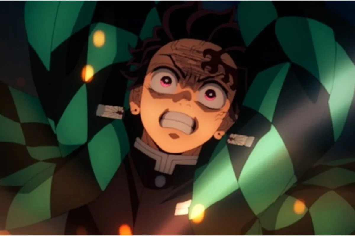 Characters from Demon Slayer anime in the visually stunning, shifting halls of the Infinity Castle.