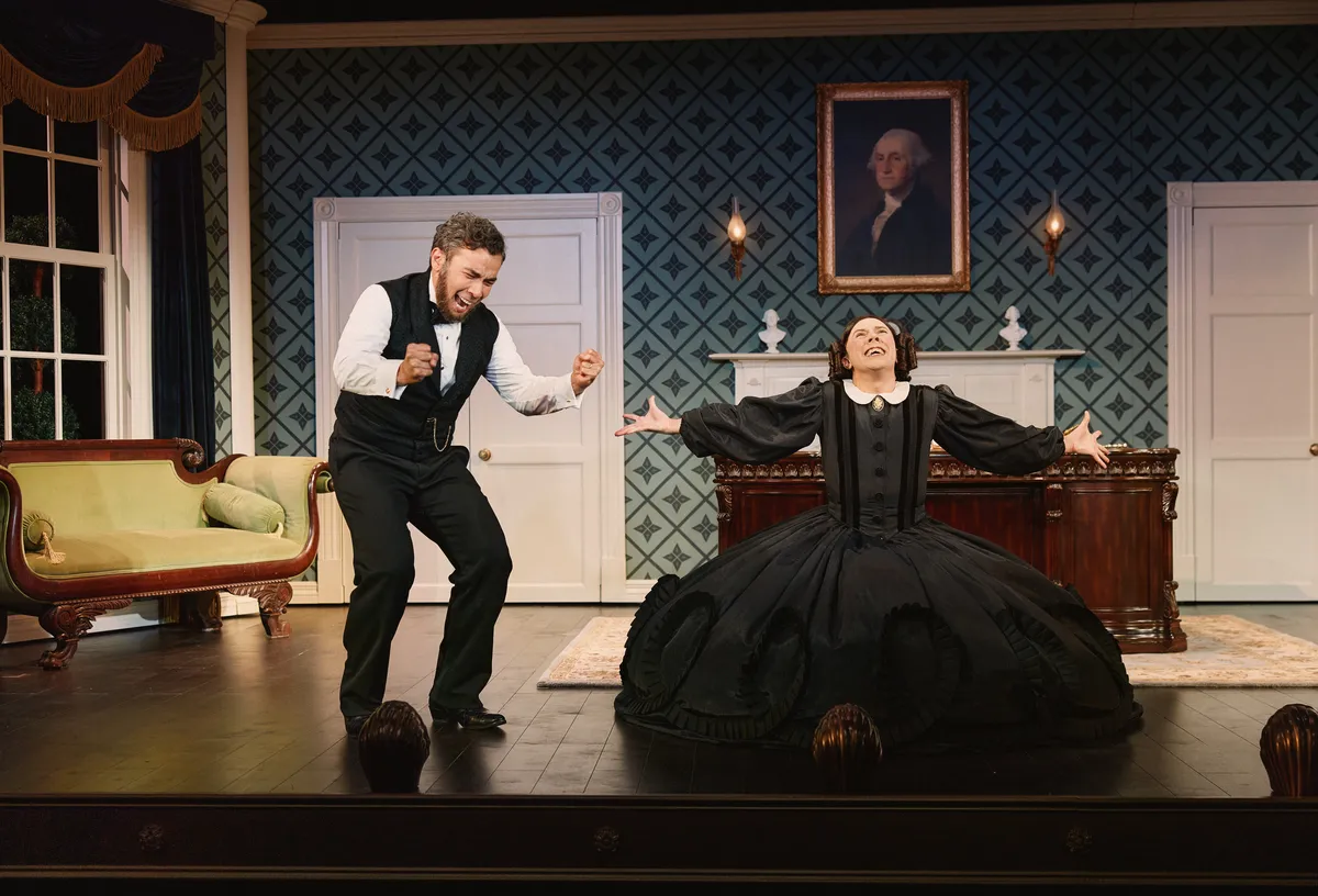 Cole Escola on stage performing in 'Oh, Mary!'