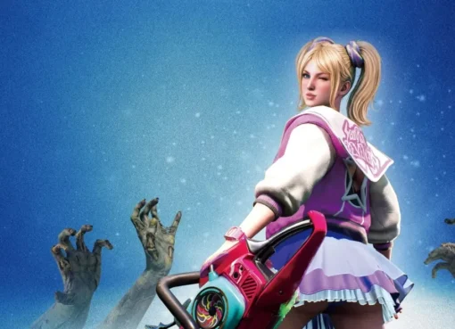 A still image from the Lollipop Chainsaw video game showing Juliet Sterling with her chainsaw.