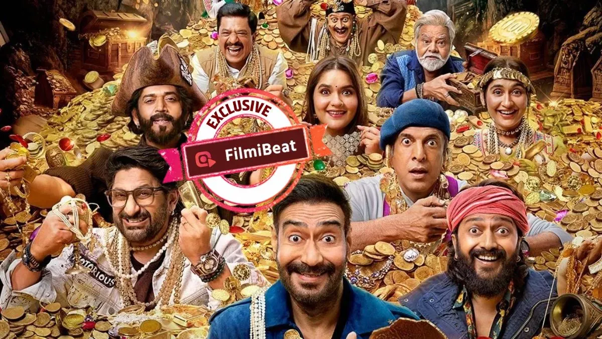Promotional image for Dhamaal 4 featuring Ajay Devgn, Arshad Warsi, and Riteish Deshmukh.
