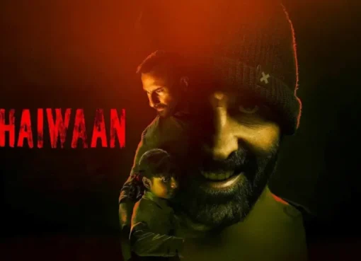 Akshay Kumar from the movie 'Haiwaan' looking intently, perhaps pondering the box office numbers.