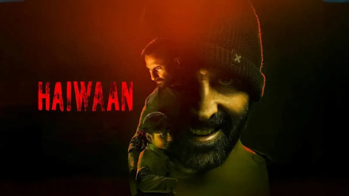Akshay Kumar from the movie 'Haiwaan' looking intently, perhaps pondering the box office numbers.