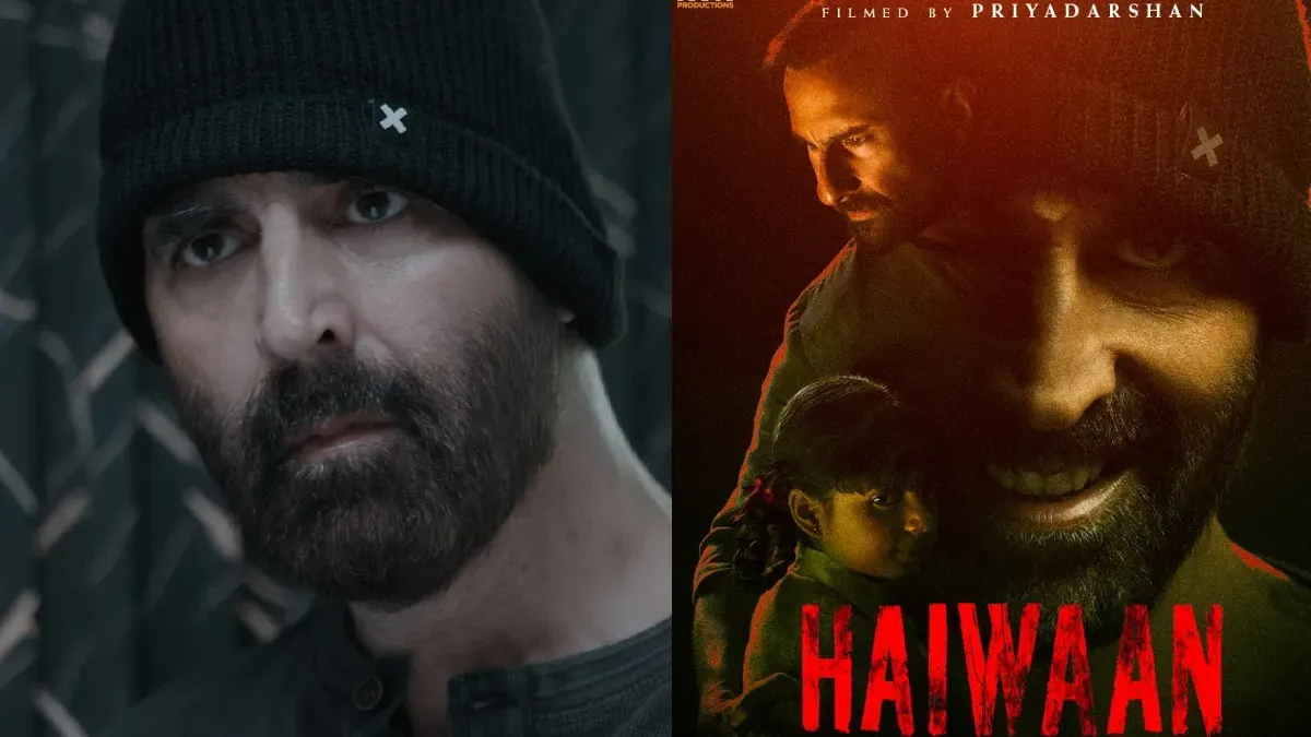 Akshay Kumar and Saif Ali Khan looking intense in a promotional still for the movie Haiwaan.