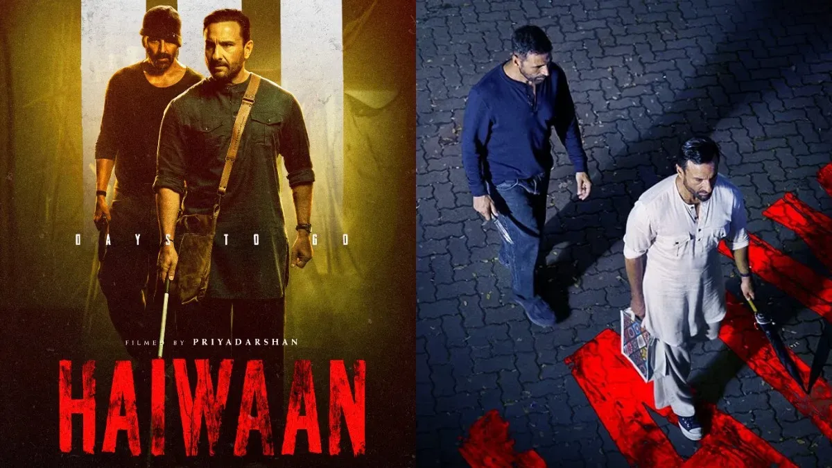 Movie poster for Haiwaan with Akshay Kumar and Saif Ali Khan.