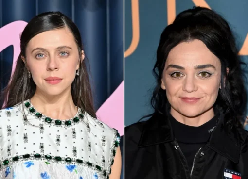Bel Powley and Hayley Squires, the two lead actresses, looking thoughtful on a drama series set.