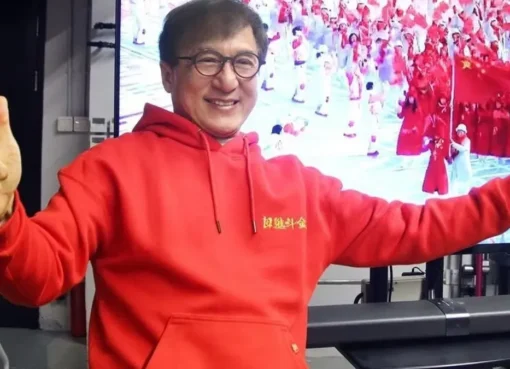 Jackie Chan smiling in a healthy, happy pose