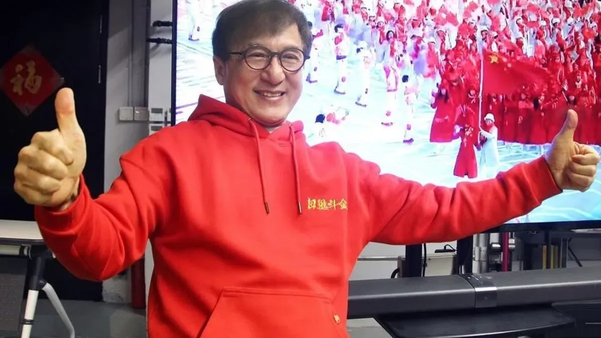 Jackie Chan smiling in a healthy, happy pose