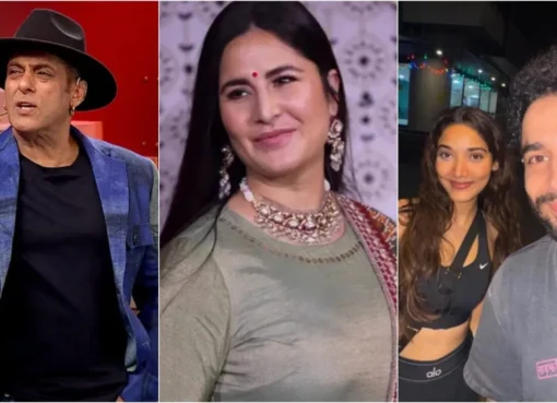 Salman Khan on Bigg Boss stage, and a photo of Samay Raina and Medha Shankar.