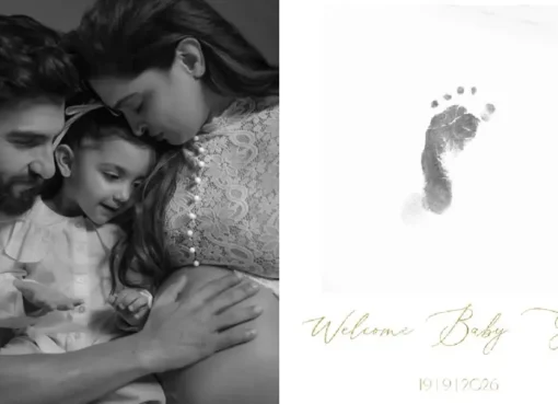 Deepika Padukone and Ranveer Singh's baby announcement image.