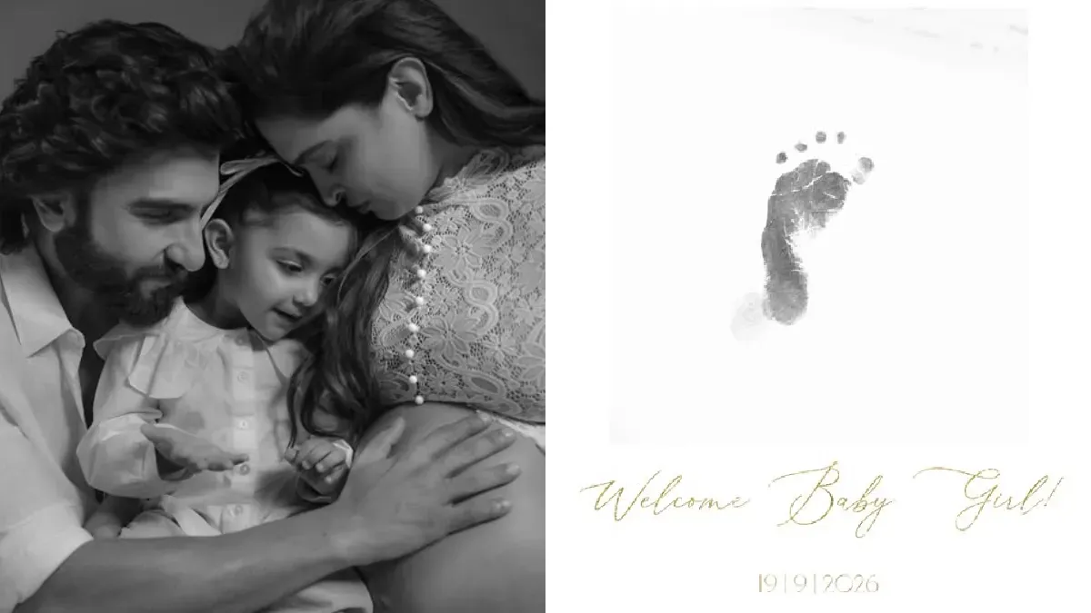 Deepika Padukone and Ranveer Singh's baby announcement image.
