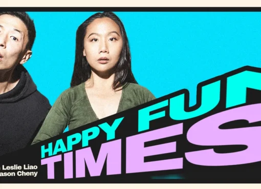 Comedians Leslie Liao and Jason Cheny smiling and ready for their new podcast venture