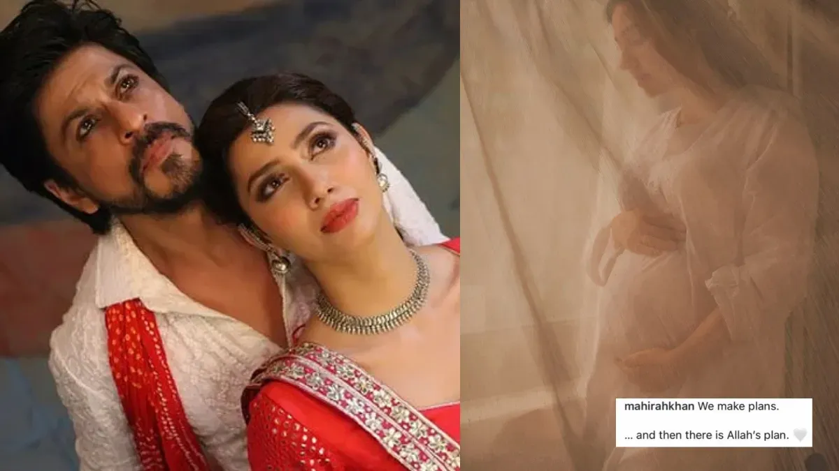 Pakistani actress Mahira Khan smiling and showing her baby bump in a new photo.