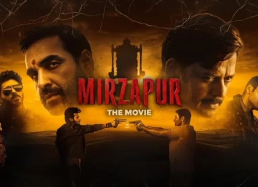 A still from the Mirzapur movie showing intense characters.