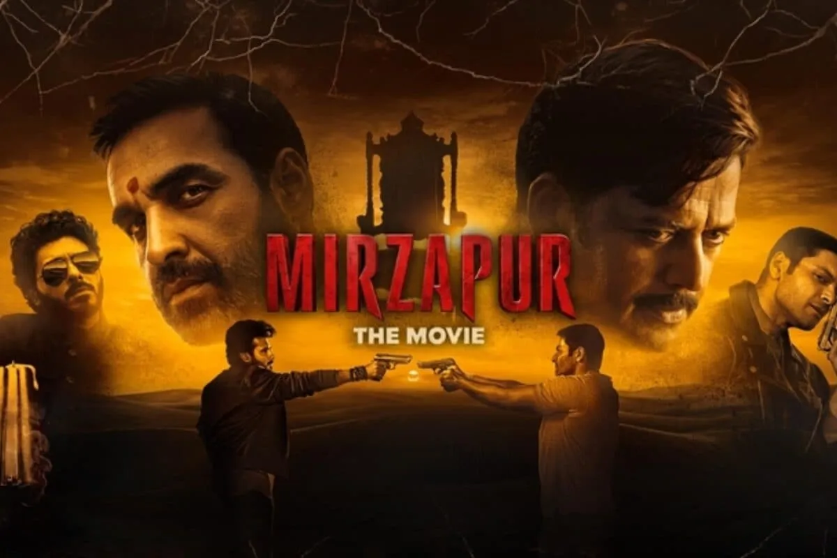 A still from the Mirzapur movie showing intense characters.