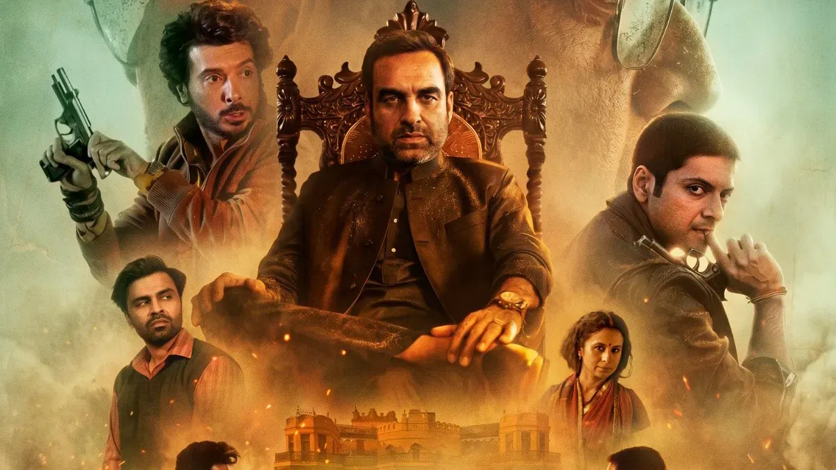 Pankaj Tripathi and Ali Fazal from Mirzapur The Movie, looking intense.