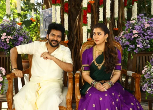 Nayanthara and Kavin in a romantic movie still from 'Hi'.