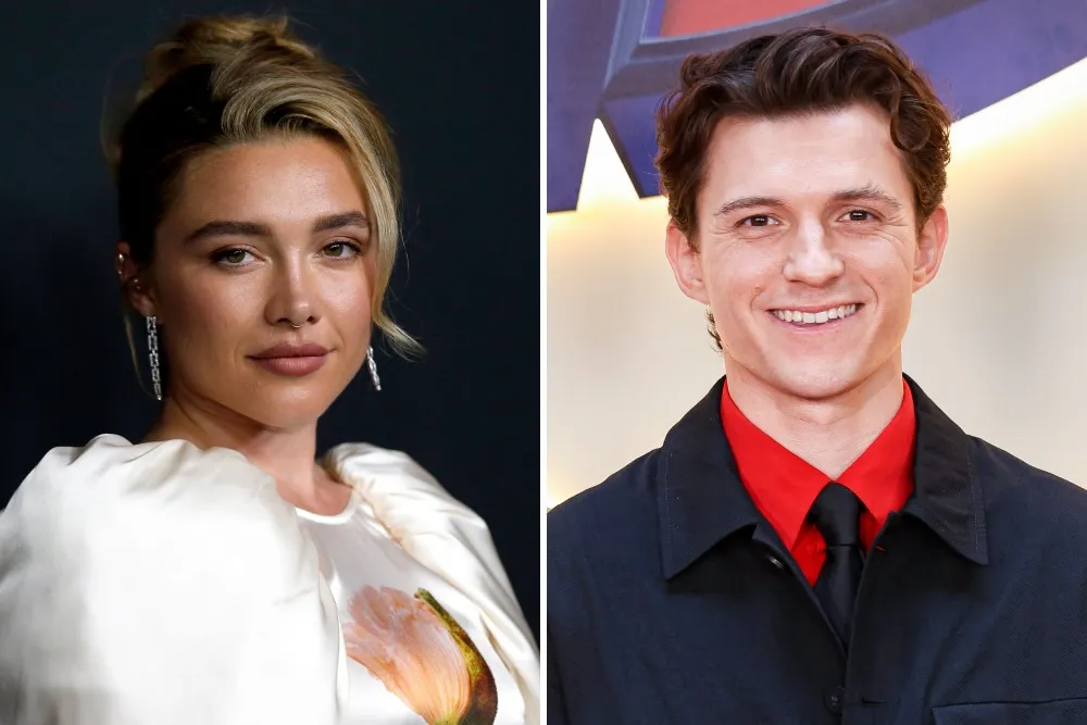 Florence Pugh smiling and gesturing excitedly on The Tonight Show with Jimmy Fallon.