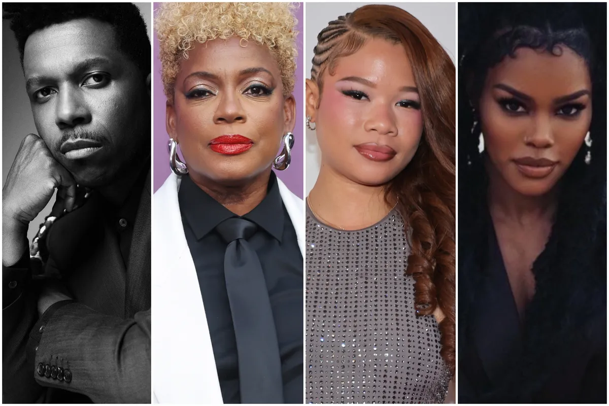 Teyana Taylor, Leslie Odom Jr., Aunjanue Ellis-Taylor, and Storm Reid smiling.