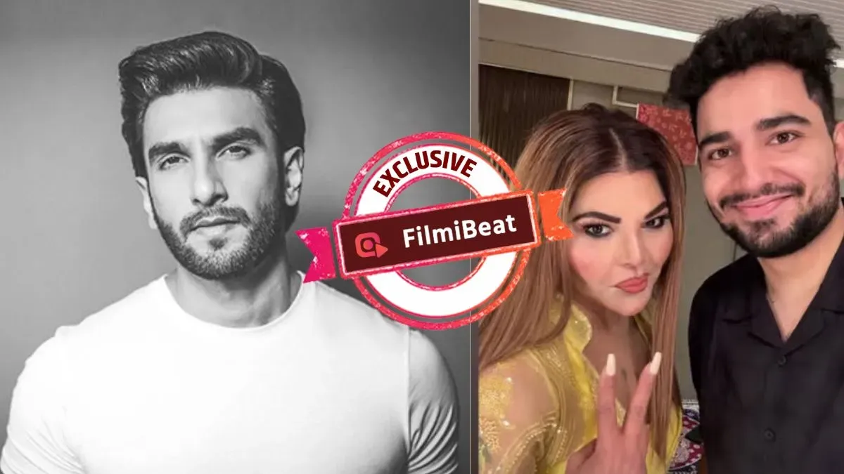 Ranveer Singh smiling excitedly, with smaller images of Rakhi Sawant, Samay Raina, and Ashneer Grover.