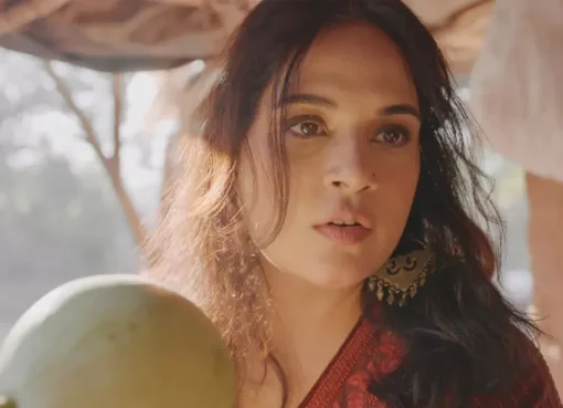 Richa Chadha smiling while unveiling the trailer for her new travel series, Musafiri.