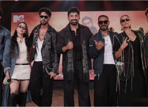 Roadies gang leaders and contestants in an outdoor challenge setting.