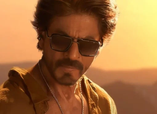 Shah Rukh Khan looking serious and defiant.