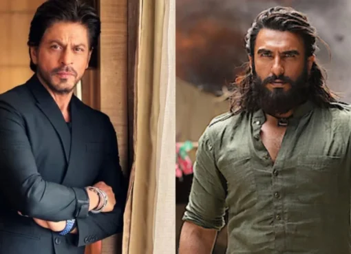 Shah Rukh Khan and Ranveer Singh smiling.