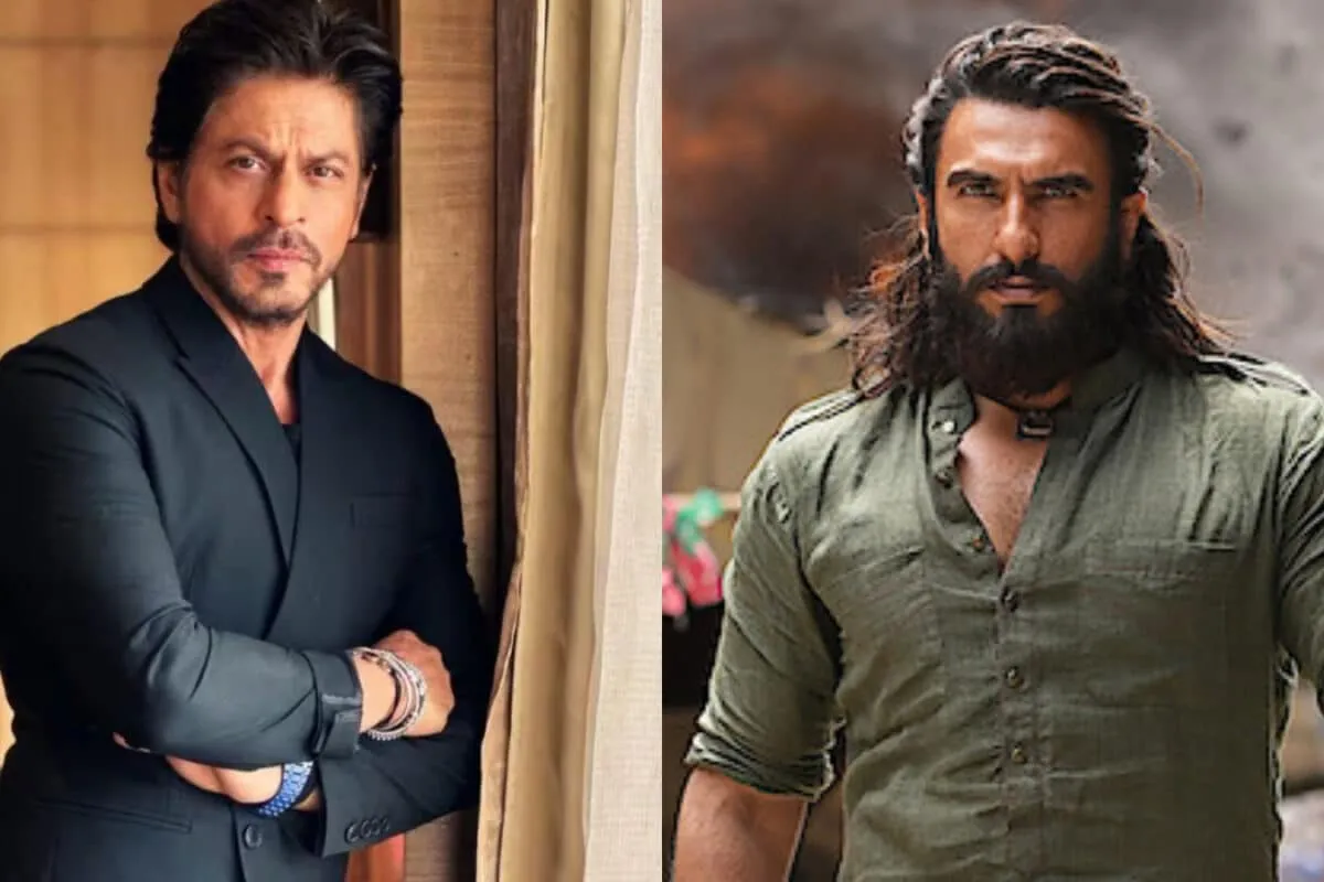 Shah Rukh Khan and Ranveer Singh smiling.