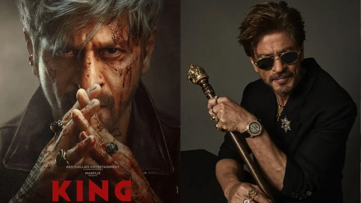 Shah Rukh Khan looking powerful and regal, hinting at his role in the movie 'King.'