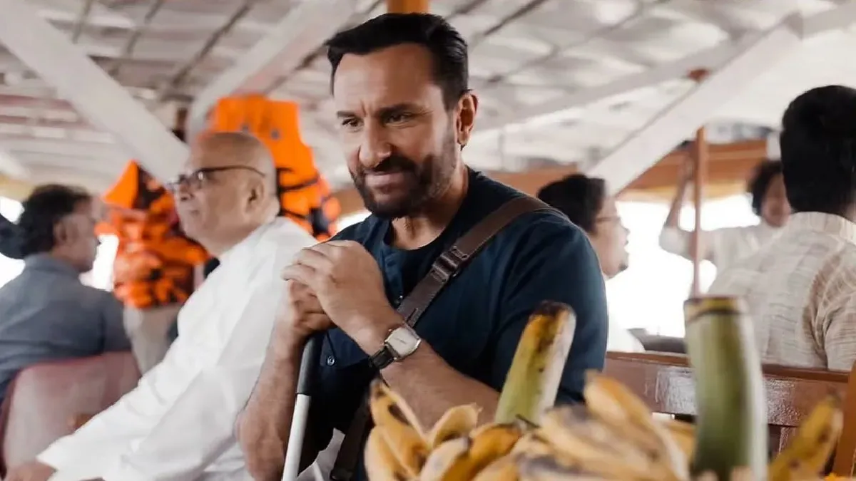 Saif Ali Khan looking relaxed and speaking directly into his phone during his first Instagram Live session.