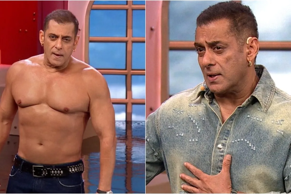 Salman Khan talking to the audience on the Bigg Boss 20 stage