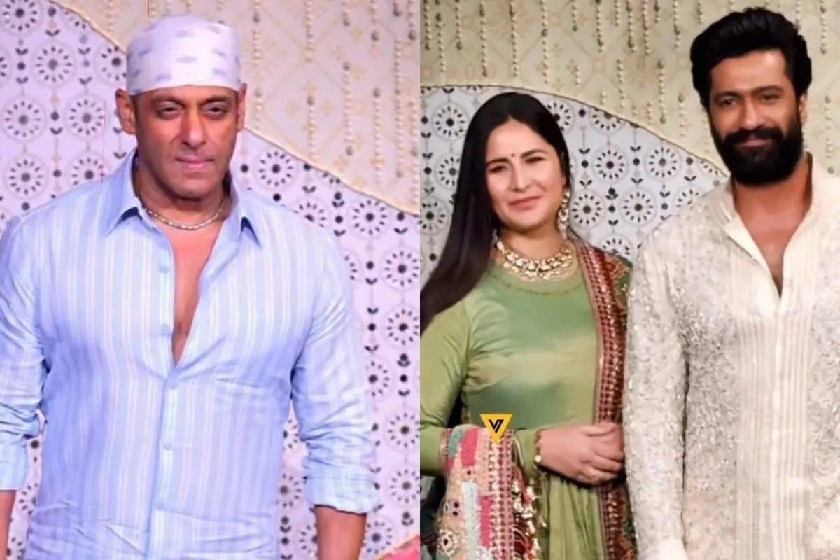 Bollywood celebrities wearing colorful traditional clothes at a festive event