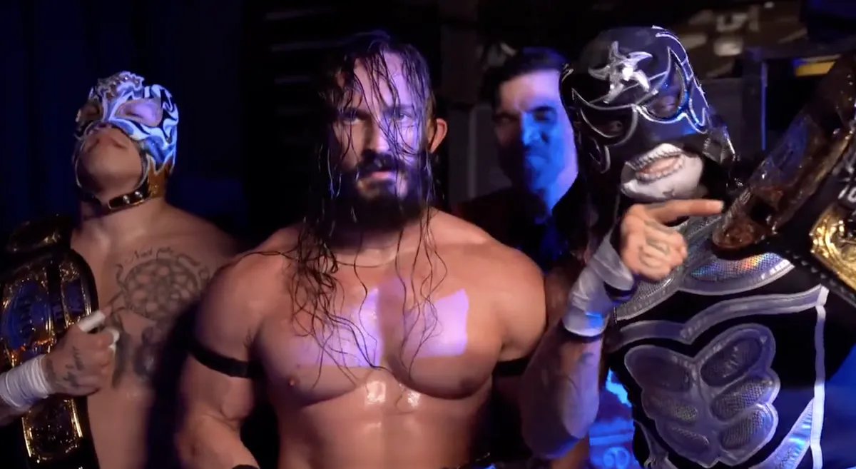 Wrestler Benjamin Satterley, also known as Pac, performing in the ring.