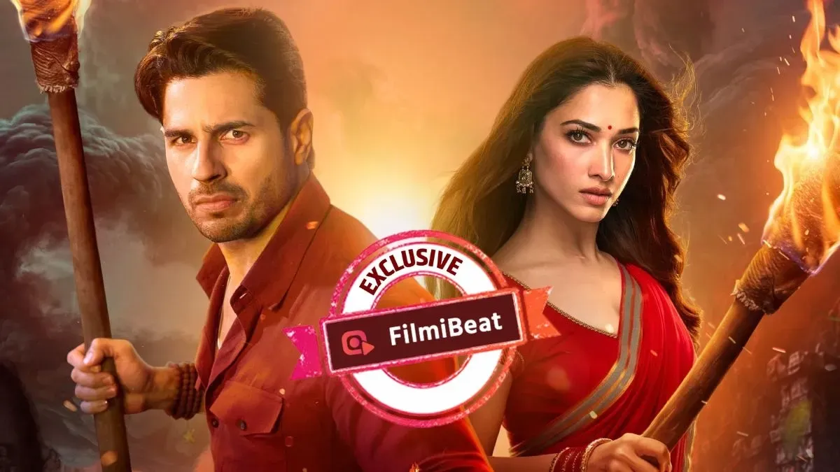 A tarot card spread with 'The Vvaan' film poster in the background, featuring Sidharth Malhotra and Tamannaah Bhatia.