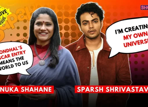 Sparsh Shrivastava and Renuka Shahane smiling during an interview.