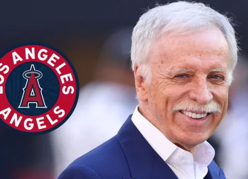 The L.A. Angels baseball logo in bright red and white