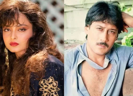 Vintage photo of Amitabh Bachchan and Sridevi in 80s outfits