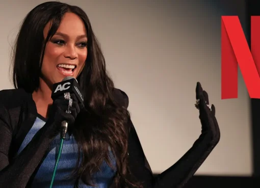 Tyra Banks in a formal setting, possibly a courtroom or studio.