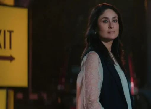 Kareena Kapoor Khan looking serious on screen, possibly from her film Daayra.