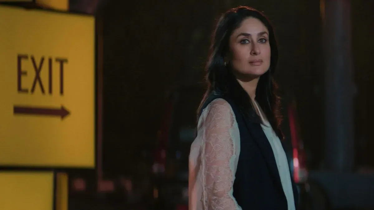 Kareena Kapoor Khan looking serious on screen, possibly from her film Daayra.